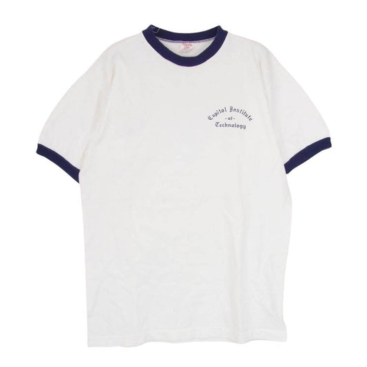 Champion チャンピオン Vintage ヴィンテージ 60s C中ランタグ RN26094 左胸 染み込みプリント リンガーネック 半袖 クルーネック Tシャツ ホワイト系 L【中古】