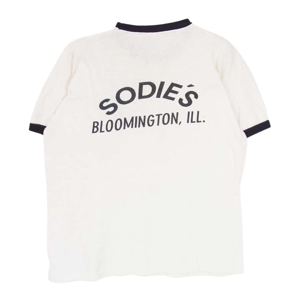 Champion チャンピオン Vintage ヴィンテージ 60s プロダクツタグ PRODUCTS INC RN26094 HARLEY DAVIDSON 両面 染み込みプリント リンガーネック 半袖 クルーネック Tシャツ ホワイト系 L【中古】