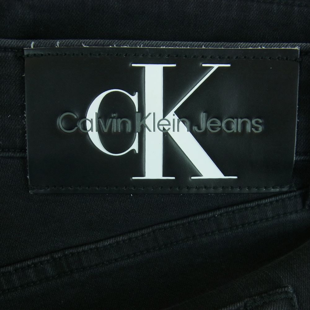 カルバンクラインジーンズ J324485 ストレート パンツ ワンポイント ロゴ ストレッチ ブラック系 W33 L32【中古】