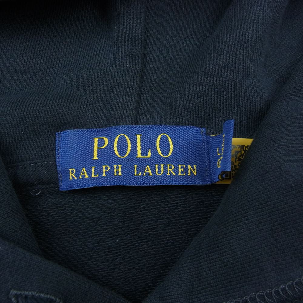 POLO RALPH LAUREN ポロ・ラルフローレン ポニー刺繍 プルオーバー パーカー フーディー ウォッシュ加工 ネイビー系 L【中古】
