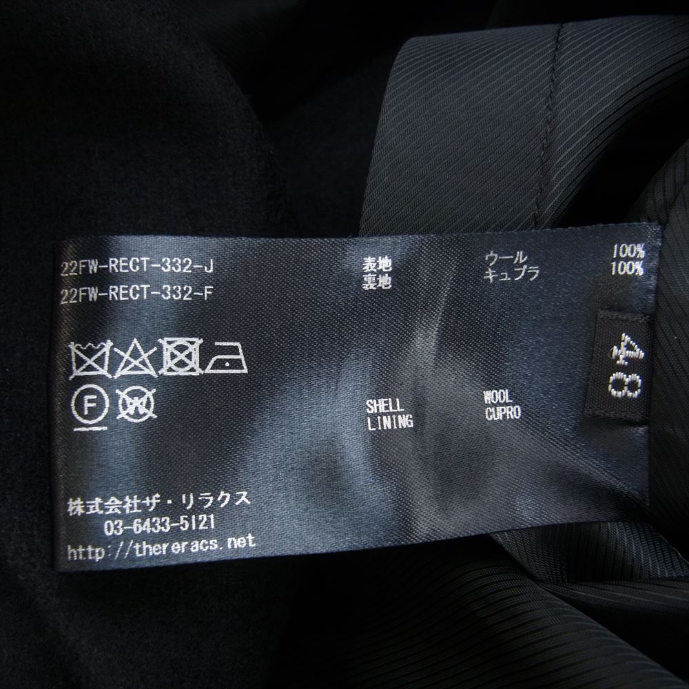 THE RERACS ザリラクス 22AW 22FW-RECT-332-J LOOSE CHESTER COAT ウール ルーズ チェスター コート ブラック系 48【中古】