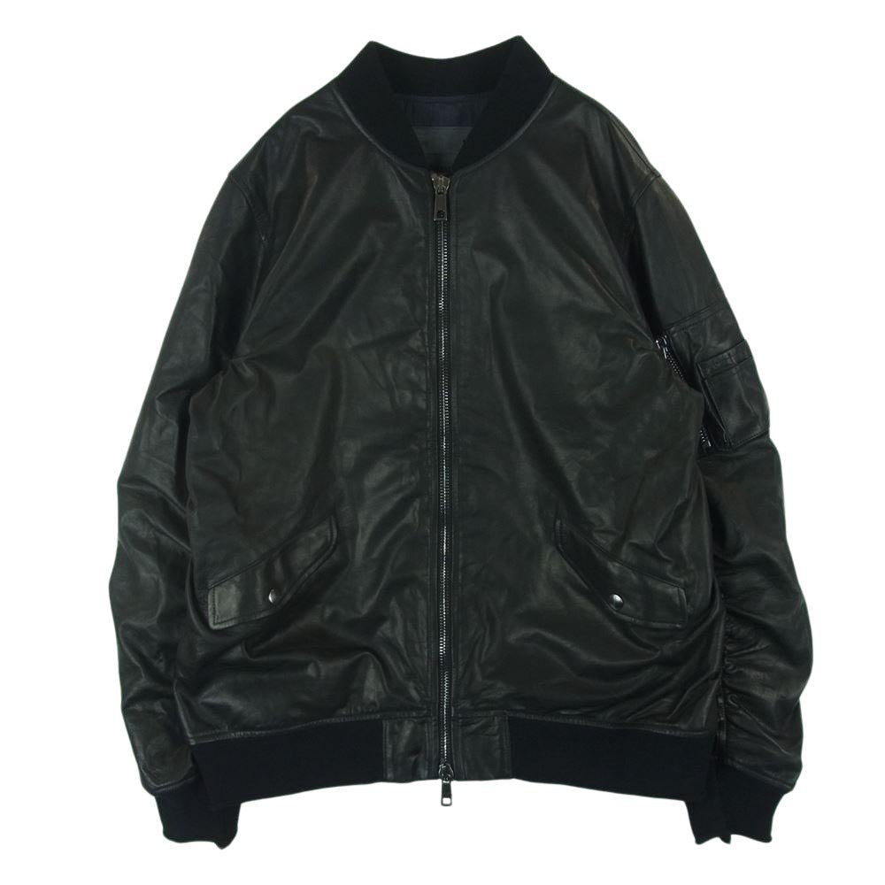 GIORGIO BRATO ジョルジオブラット 24SS GU24S14095 国内正規品 レザー ボンバー ジャケット ダブルジップ MA-1 ブラック系 50【中古】