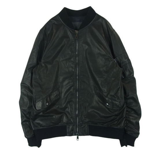 GIORGIO BRATO ジョルジオブラット 24SS GU24S14095 国内正規品 レザー ボンバー ジャケット ダブルジップ MA-1 ブラック系 50【中古】