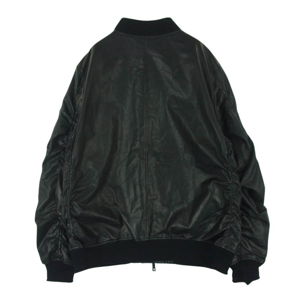 GIORGIO BRATO ジョルジオブラット 24SS GU24S14095 国内正規品 レザー ボンバー ジャケット ダブルジップ MA-1 ブラック系 50【中古】