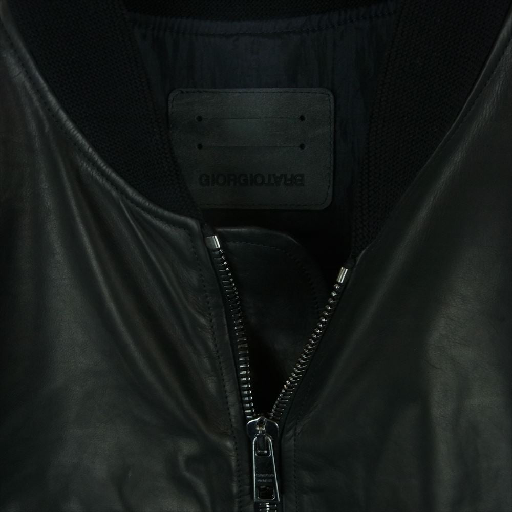 GIORGIO BRATO ジョルジオブラット 24SS GU24S14095 国内正規品 レザー ボンバー ジャケット ダブルジップ MA-1 ブラック系 50【中古】