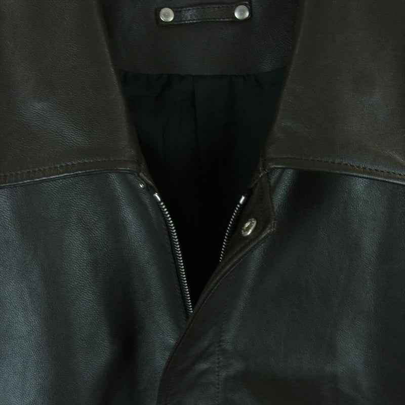 シュタイン 24SS ST.767 LEATHER ZIP BLOUSON ダブルジップ ゴート レザー ジャケット ジップ ブルゾン ダークブラウン系 L【中古】