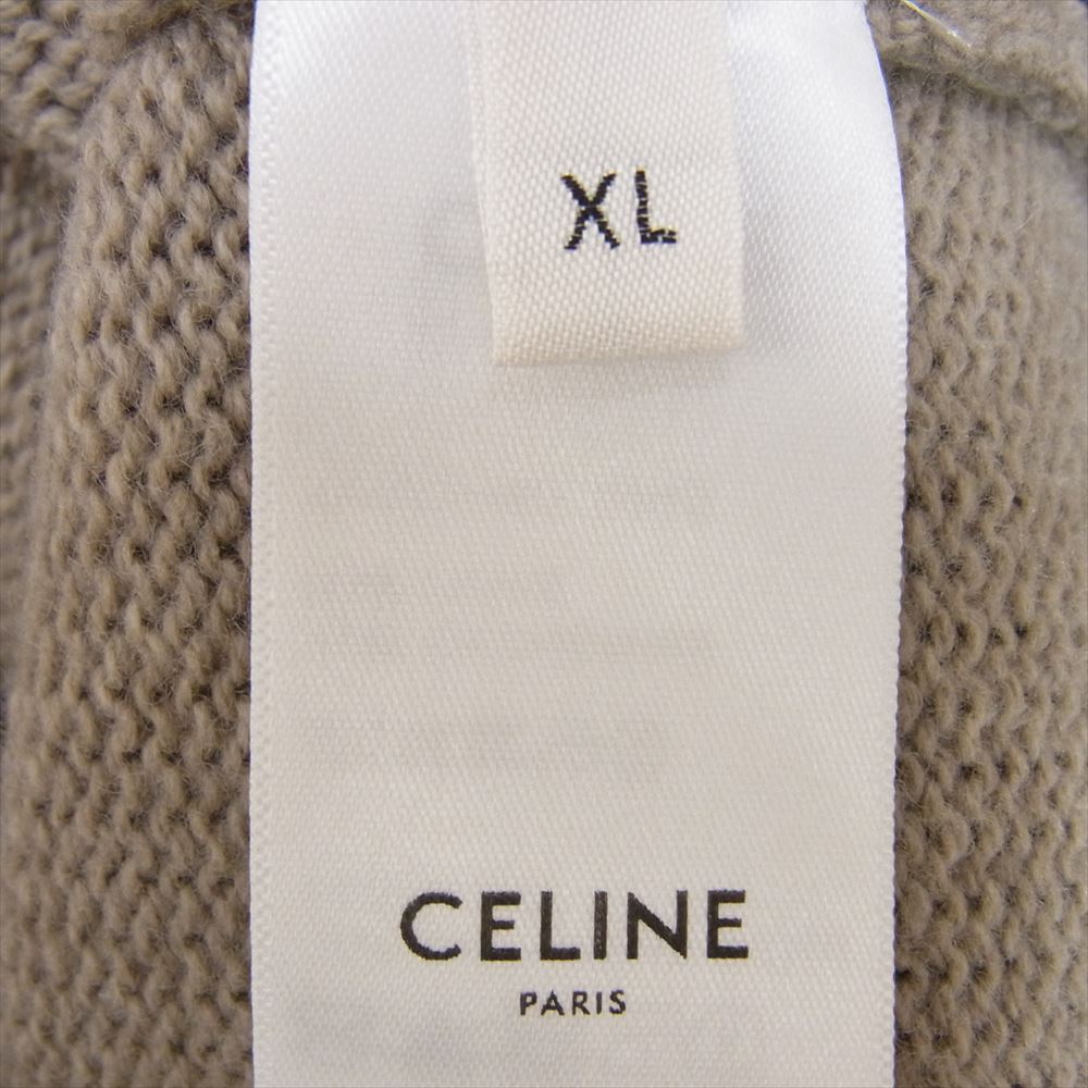 CELINE セリーヌ 2AC87048T エディ期 カシミア カシミヤ混 トリオンフ フード付き セーター ニットパーカー ブラウン系 XL【新古品】【未使用】【中古】