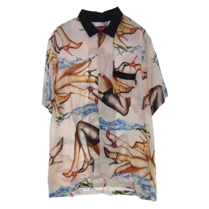 Supreme シュプリーム 15SS Heels Shirt White レーヨン 総柄 半袖 シャツ M【中古】