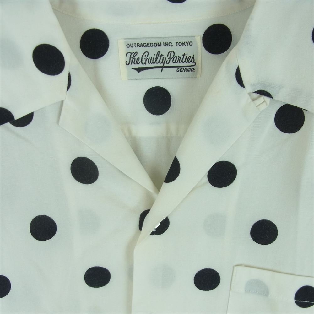 WACKO MARIA ワコマリア The Guilty Parties ザギルティーパーティーズ ドット 水玉 ハワイアン 長袖 リヨセル オープンカラー シャツ 日本製  オフホワイト系 ブラック系 L【中古】