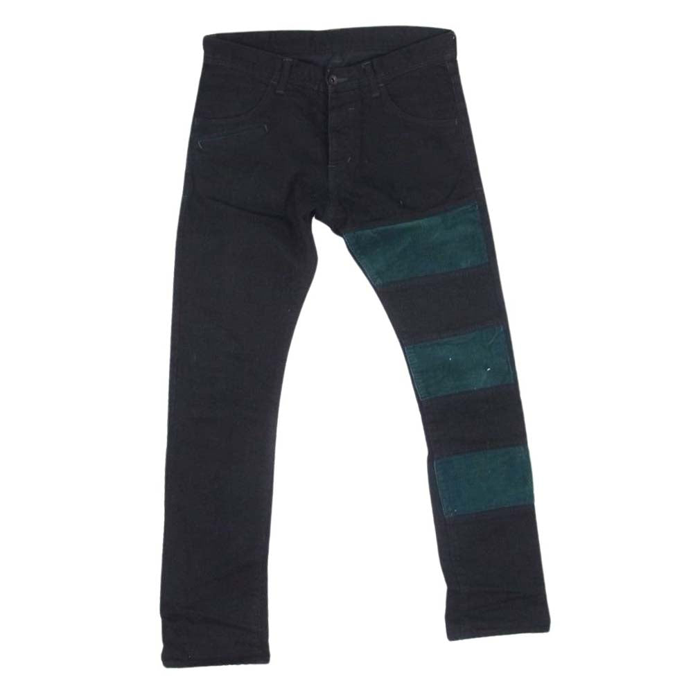 SHAREEF シャリーフ 15SS 11712023 DENIM CHANGE SKINNY PANTS コーデュロイ 切替 スキニー デニム フライボタン ジーンズ ブラック系 2【中古】