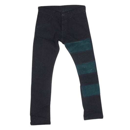 SHAREEF シャリーフ 15SS 11712023 DENIM CHANGE SKINNY PANTS コーデュロイ 切替 スキニー デニム フライボタン ジーンズ ブラック系 2【中古】