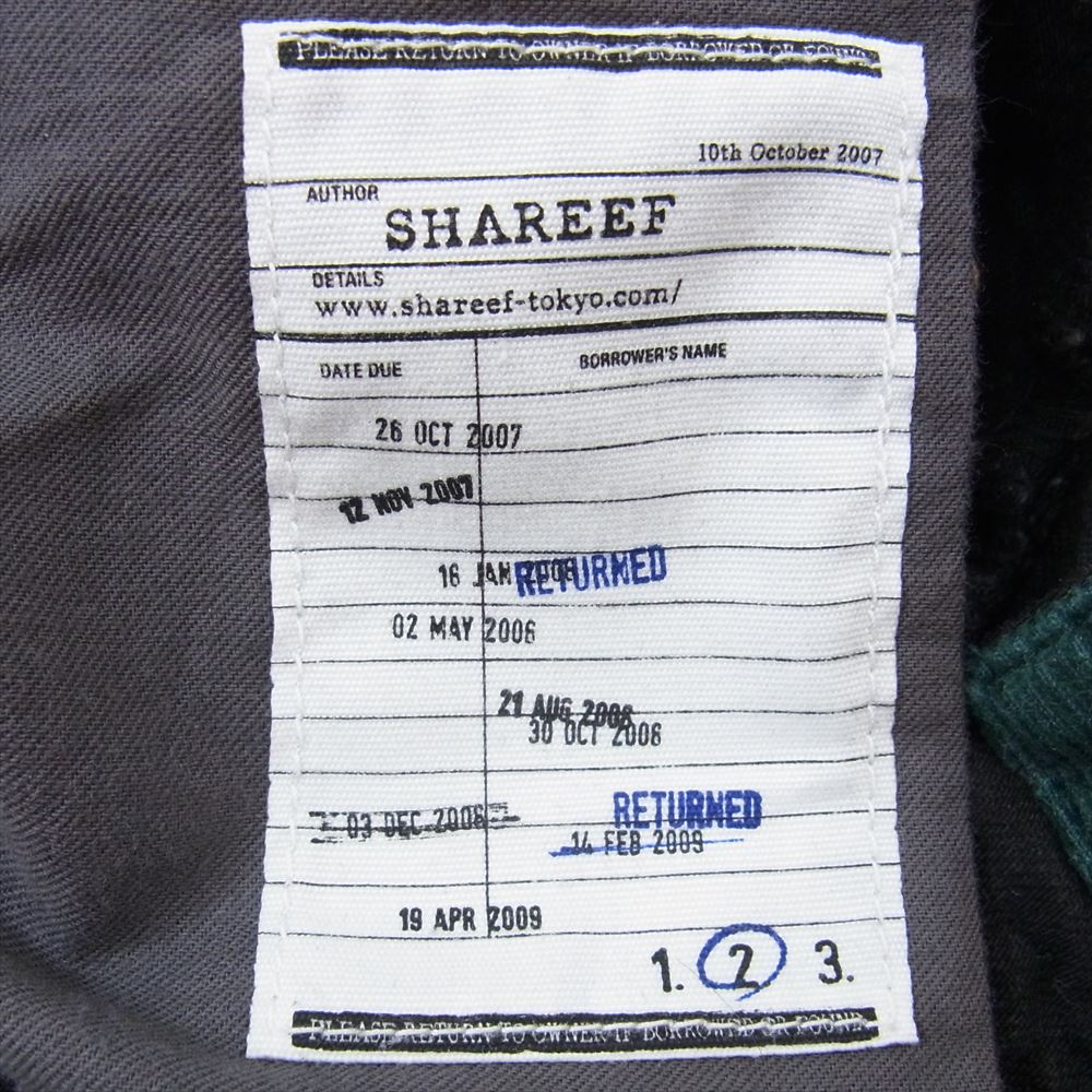 SHAREEF シャリーフ 15SS 11712023 DENIM CHANGE SKINNY PANTS コーデュロイ 切替 スキニー デニム フライボタン ジーンズ ブラック系 2【中古】