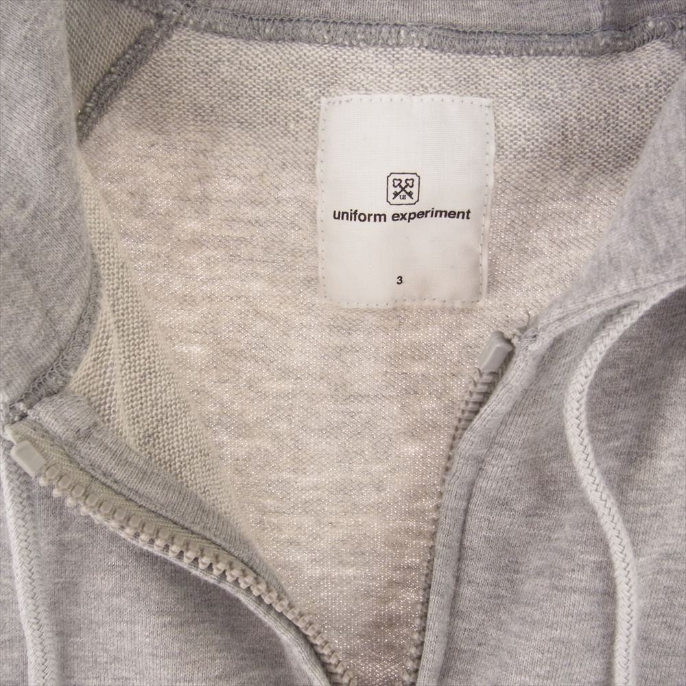 uniform experiment ユニフォームエクスペリメント UE-134071 COLOR CHART SIDE PANEL ZIP UP PARKA 切替 フルジップ スウェット パーカー グレー系 3【中古】