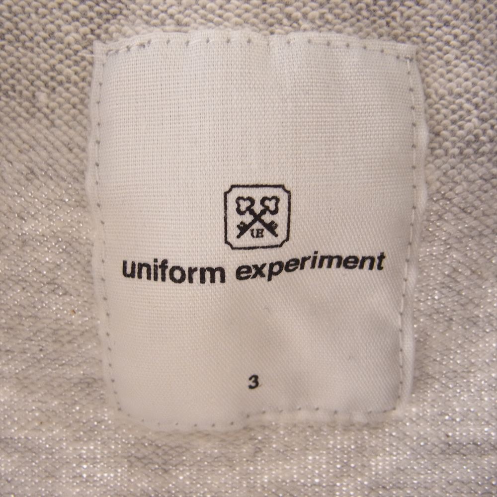 uniform experiment ユニフォームエクスペリメント UE-134071 COLOR CHART SIDE PANEL ZIP UP PARKA 切替 フルジップ スウェット パーカー グレー系 3【中古】