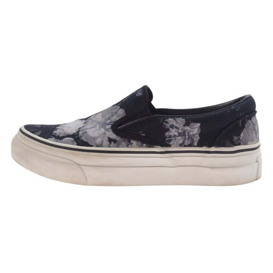 LAD MUSICIAN ラッドミュージシャン 2118-914 CANVAS SLIP ON FLOWER 花柄 フラワー キャンバス スリッポン スニーカー ブラック系 44【中古】