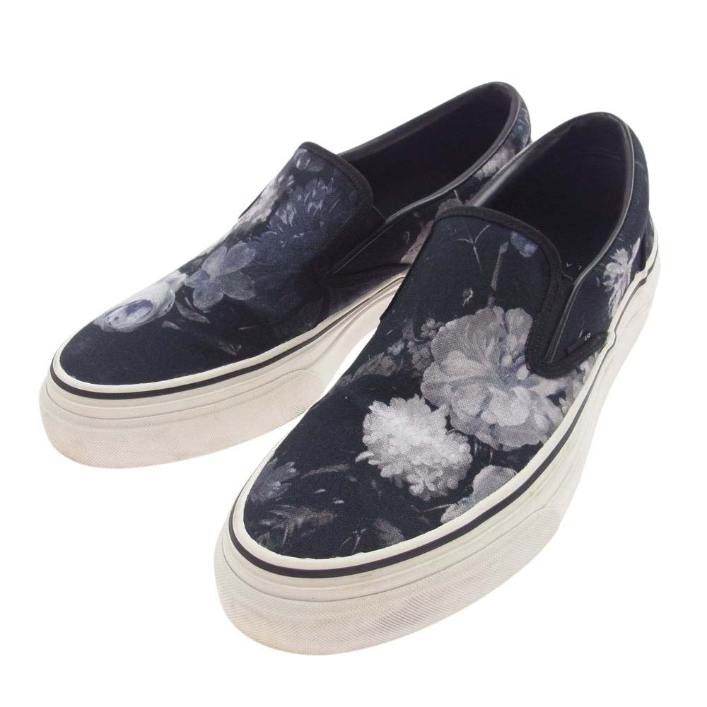 LAD MUSICIAN ラッドミュージシャン 2118-914 CANVAS SLIP ON FLOWER 花柄 フラワー キャンバス スリッポン スニーカー ブラック系 44【中古】