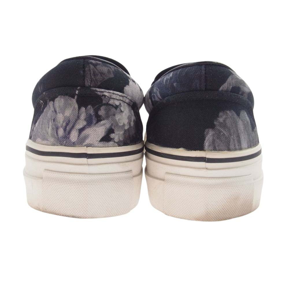 LAD MUSICIAN ラッドミュージシャン 2118-914 CANVAS SLIP ON FLOWER 花柄 フラワー キャンバス スリッポン スニーカー ブラック系 44【中古】