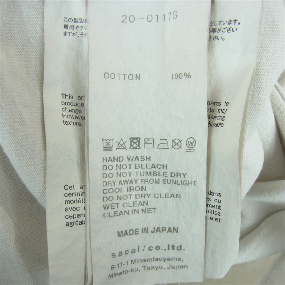 Sacai サカイ 20AW 20-0117S Einstein アインシュタイン フォトプリント 半袖 Tシャツ 日本製 オフホワイト系 1【中古】