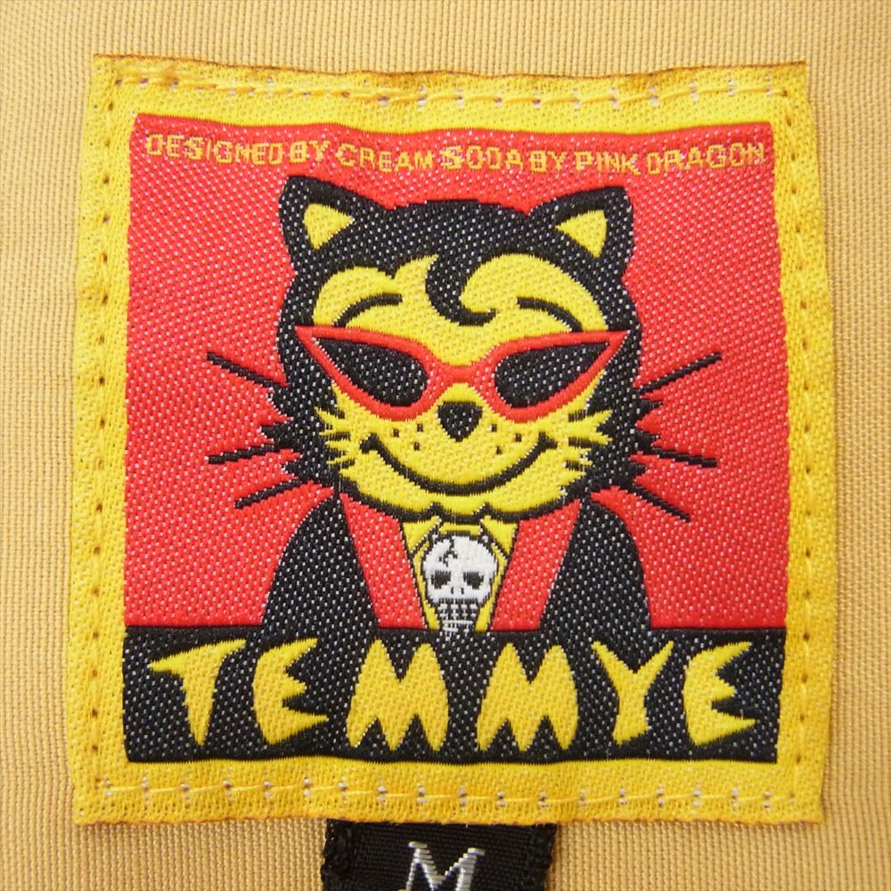 CREAM SODA クリームソーダ TEMMYEs BOWL テイミー 猫刺繍 半袖  レーヨン ボーリング オープンカラー シャツ イエロー系 M【中古】