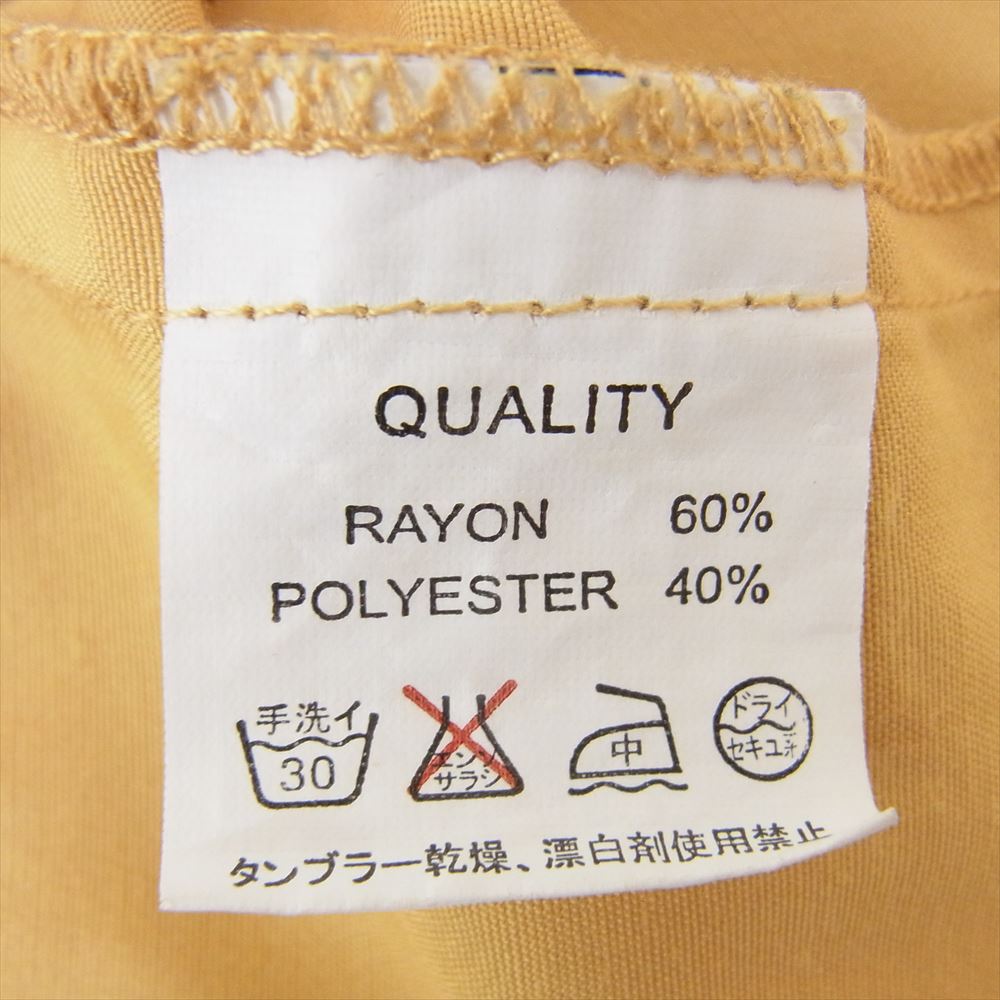 CREAM SODA クリームソーダ TEMMYEs BOWL テイミー 猫刺繍 半袖  レーヨン ボーリング オープンカラー シャツ イエロー系 M【中古】