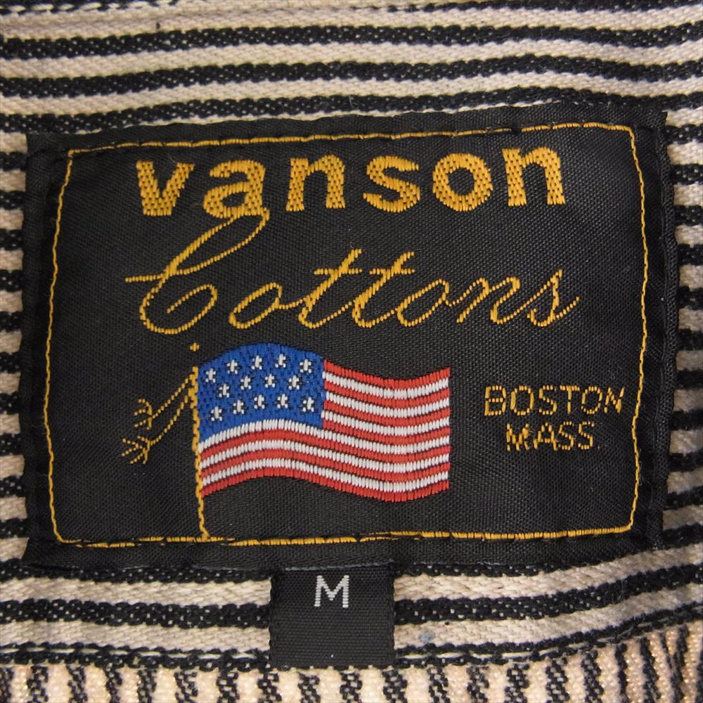 VANSON バンソン RACING TEAM レーシングチーム ヒッコリー デニム オールインワン ジャンプスーツ オフホワイト系 インディゴブルー系 M【中古】