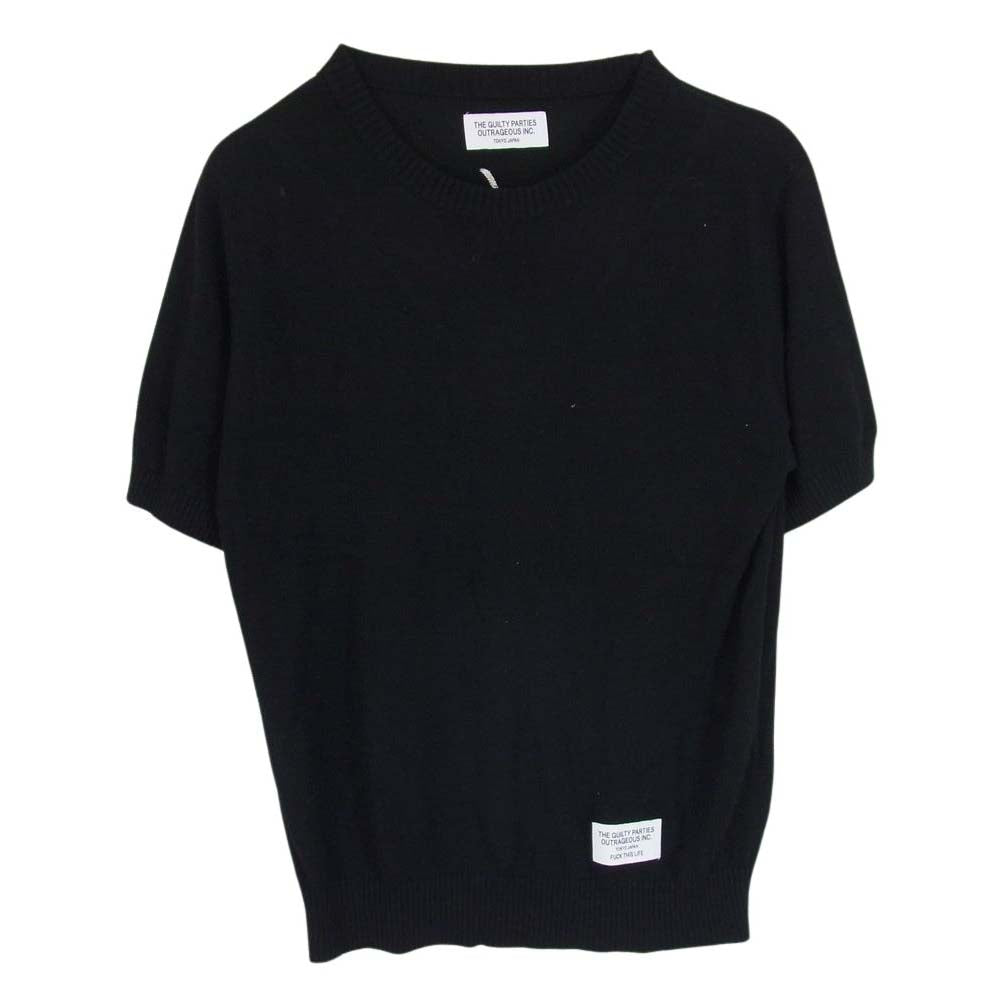 WACKO MARIA ワコマリア 15SS-KNT-64 サマーニット バック刺繍 半袖 ブラック系 M【中古】