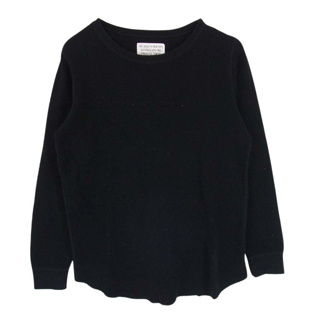 WACKO MARIA ワコマリア CREW NECK クルーネックサマー 長袖カットソー バックプリント  ブラック系 M【中古】