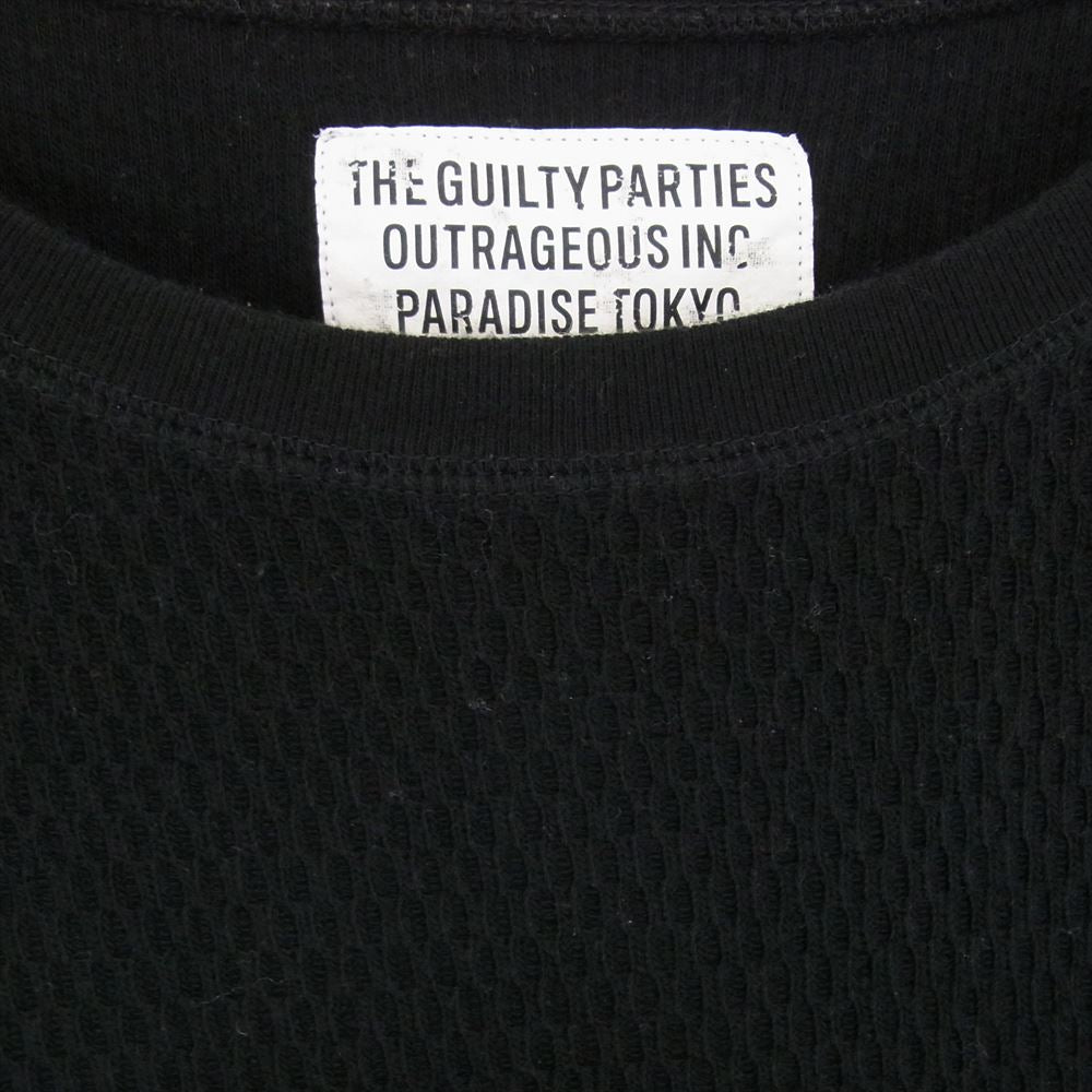 WACKO MARIA ワコマリア CREW NECK クルーネックサマー 長袖カットソー バックプリント  ブラック系 M【中古】