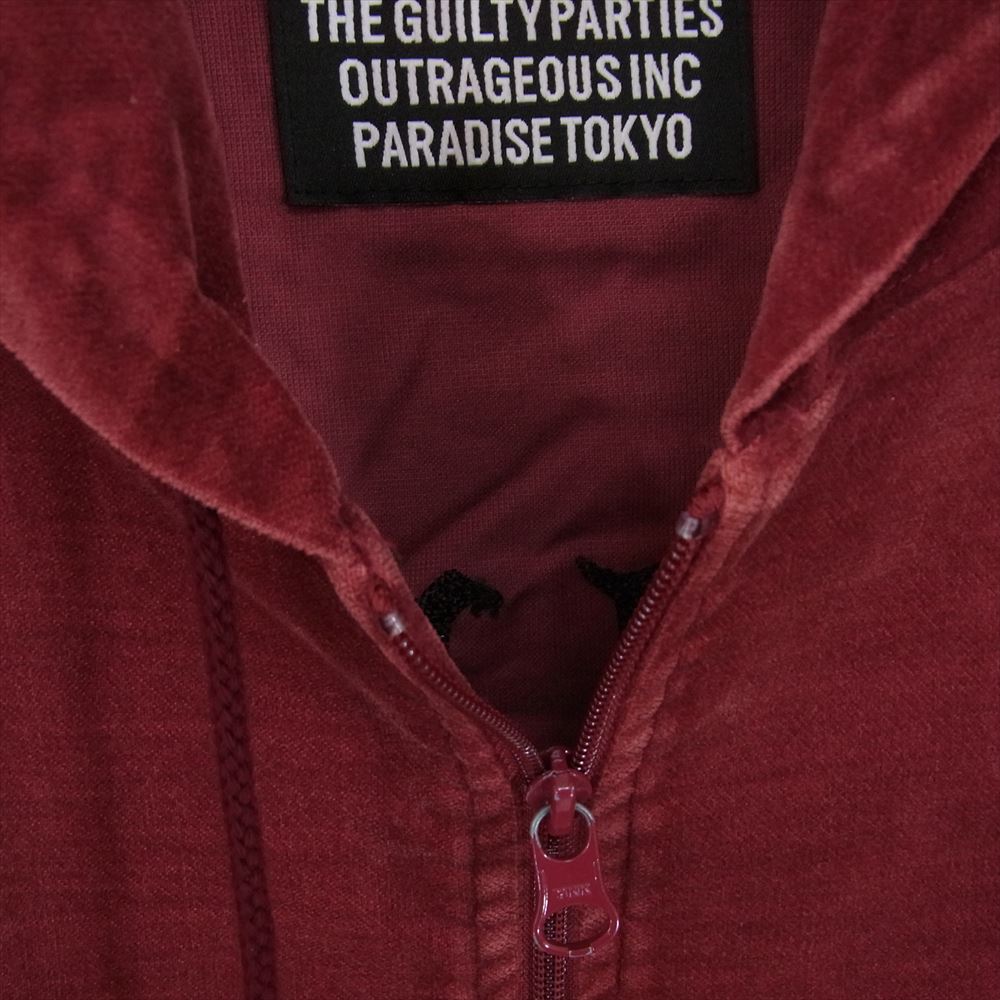 WACKO MARIA ワコマリア 18SS 18SS-WMO-ST01 VELOUR HOODED JACKET ベロア フーディー ジャケット ジップ パーカー エンジ系 M【中古】