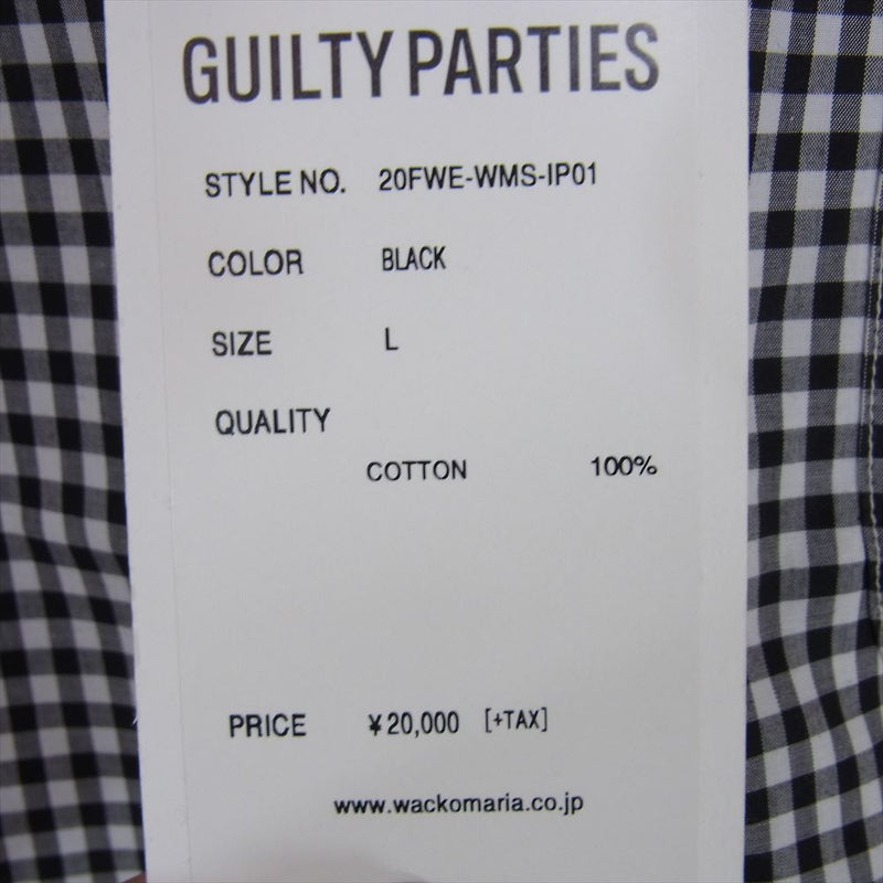 WACKO MARIA ワコマリア 20FWE-WMS-IP01 B.D SHIRT ボタンダウンシャツ GUILTY PARTIES ギルティー パーティー ギンガムチェック ブラック系 L【新古品】【未使用】【中古】