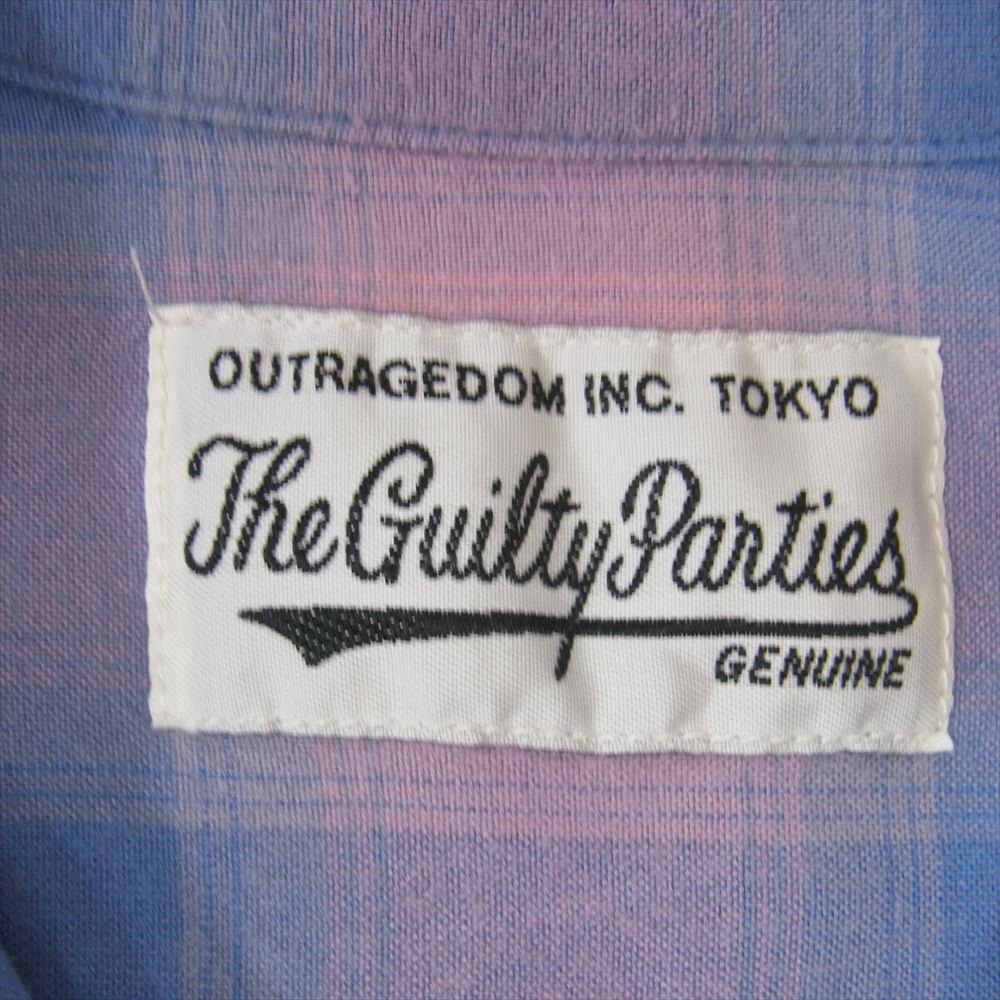 WACKO MARIA ワコマリア 22SS OMBRE CHECK OPEN COLLAR SHIRT オンブレチェック オープンカラー シャツ チェック ピンク系 M【中古】