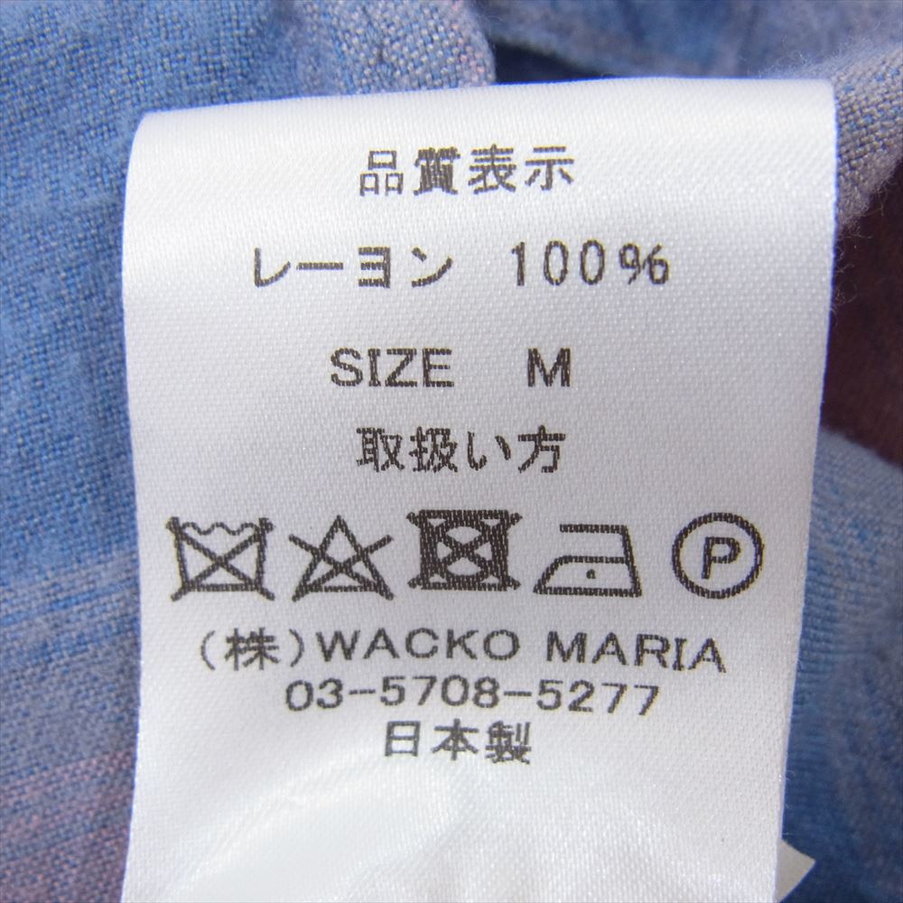WACKO MARIA ワコマリア 22SS OMBRE CHECK OPEN COLLAR SHIRT オンブレチェック オープンカラー シャツ チェック ピンク系 M【中古】