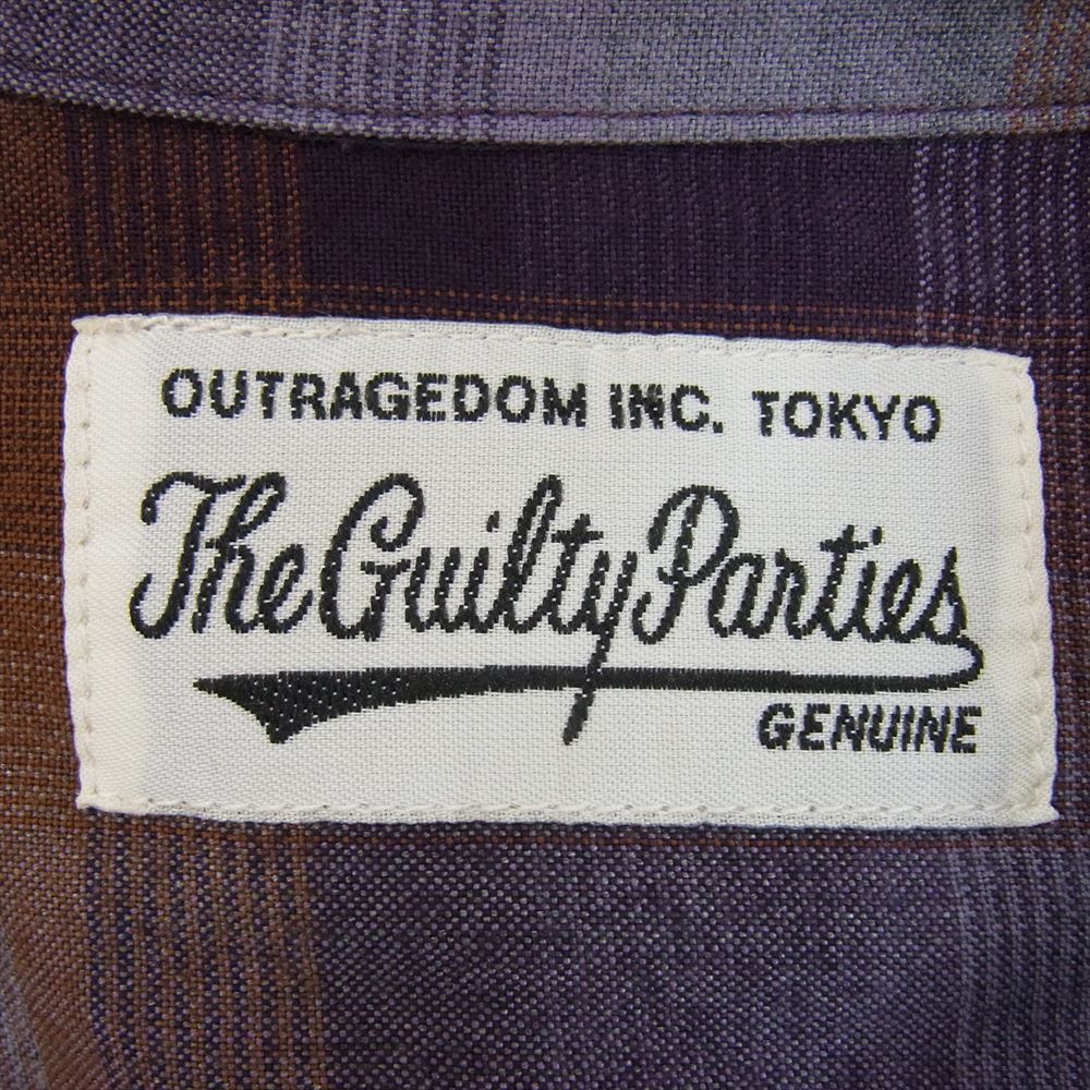 WACKO MARIA ワコマリア OMBRE CHECK OPEN COLLAR SHIRT オンブレチェック オープンカラー シャツ チェック パープル系 M【中古】