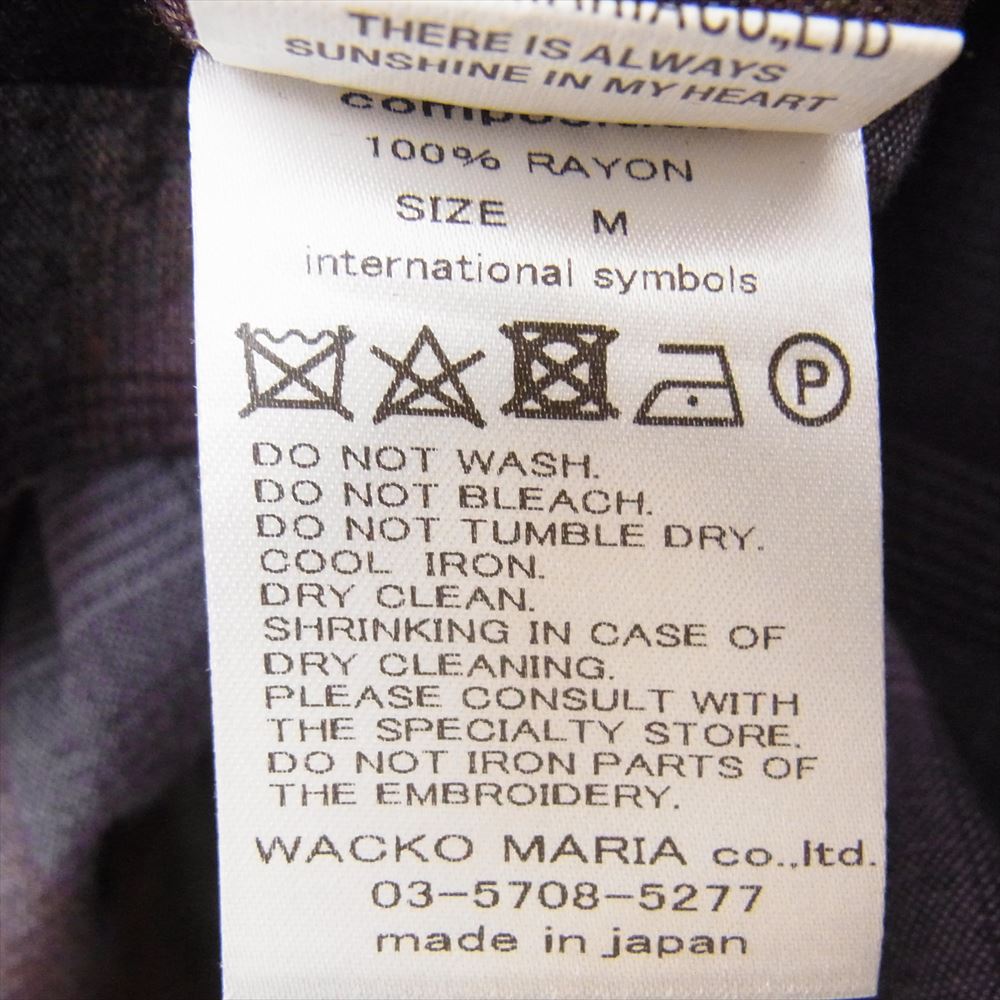 WACKO MARIA ワコマリア OMBRE CHECK OPEN COLLAR SHIRT オンブレチェック オープンカラー シャツ チェック パープル系 M【中古】