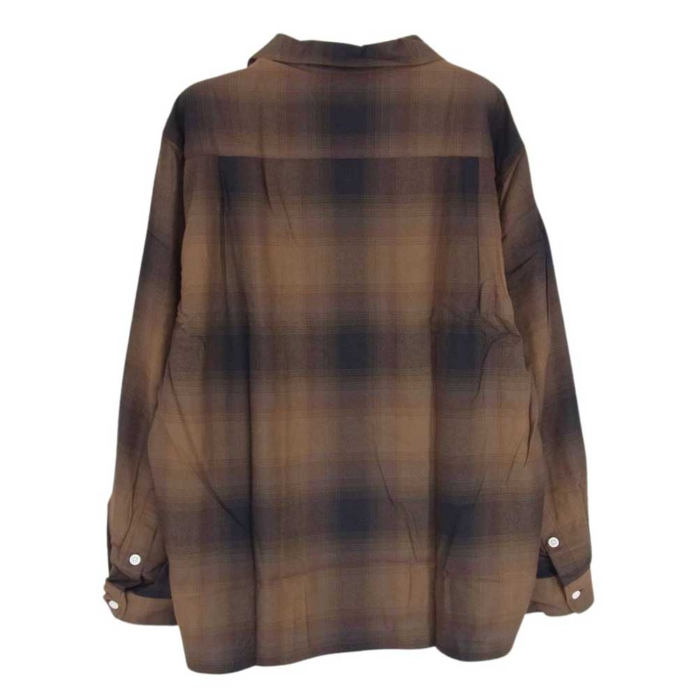 WACKO MARIA ワコマリア 23AW 23FWE-WMS-OC01 OMBRE CHECK OPEN COLLAR SHIRT オンブレ チェック オープンカラー シャツ チェック ブラウン系 M【新古品】【未使用】【中古】