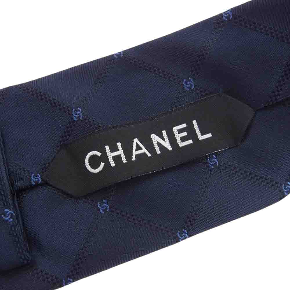 CHANEL シャネル イタリア製 ココマーク ネクタイ ネイビー系【中古】