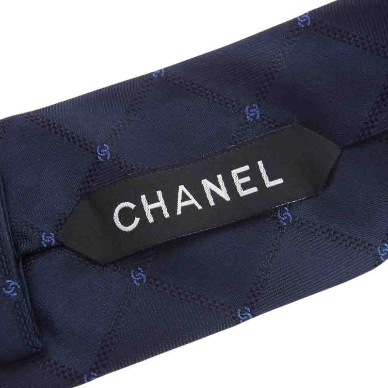 CHANEL シャネル イタリア製 ココマーク ネクタイ ネイビー系【中古】