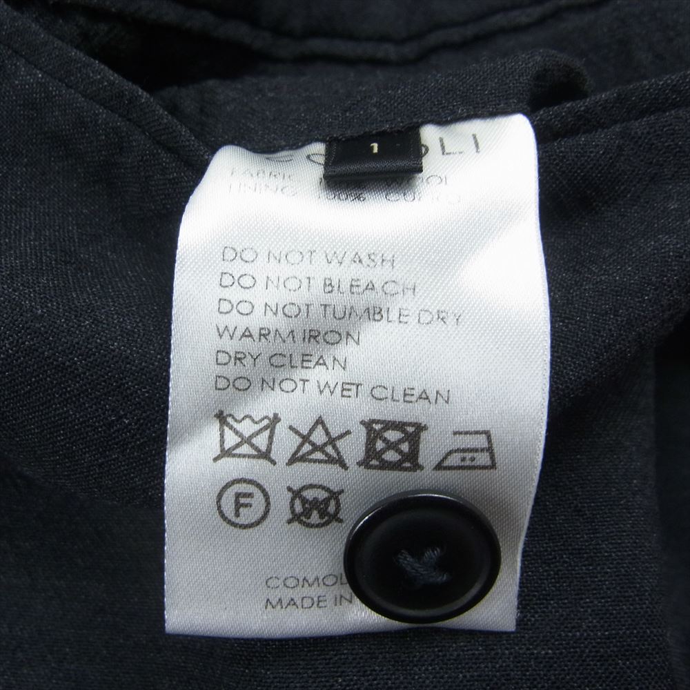 COMOLI コモリ 20SS R01-03001 ウール 2タックパンツ スラックス テーパード ブラック系 1【中古】