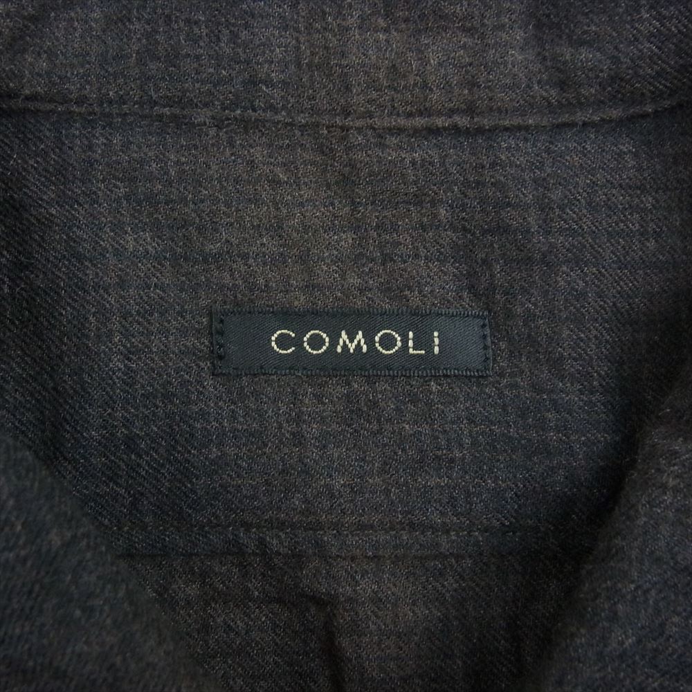 COMOLI コモリ 22AW W03-02018 ウールチェック オープンカラーシャツ 開襟シャツ ダークブラウン系 2【中古】