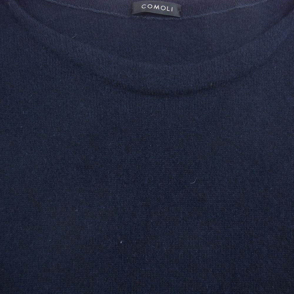 COMOLI コモリ 21AW U03-06005 カシミア100％  コモリニット ハイゲージ ボートネック カシミヤ ニット ネイビー系【中古】