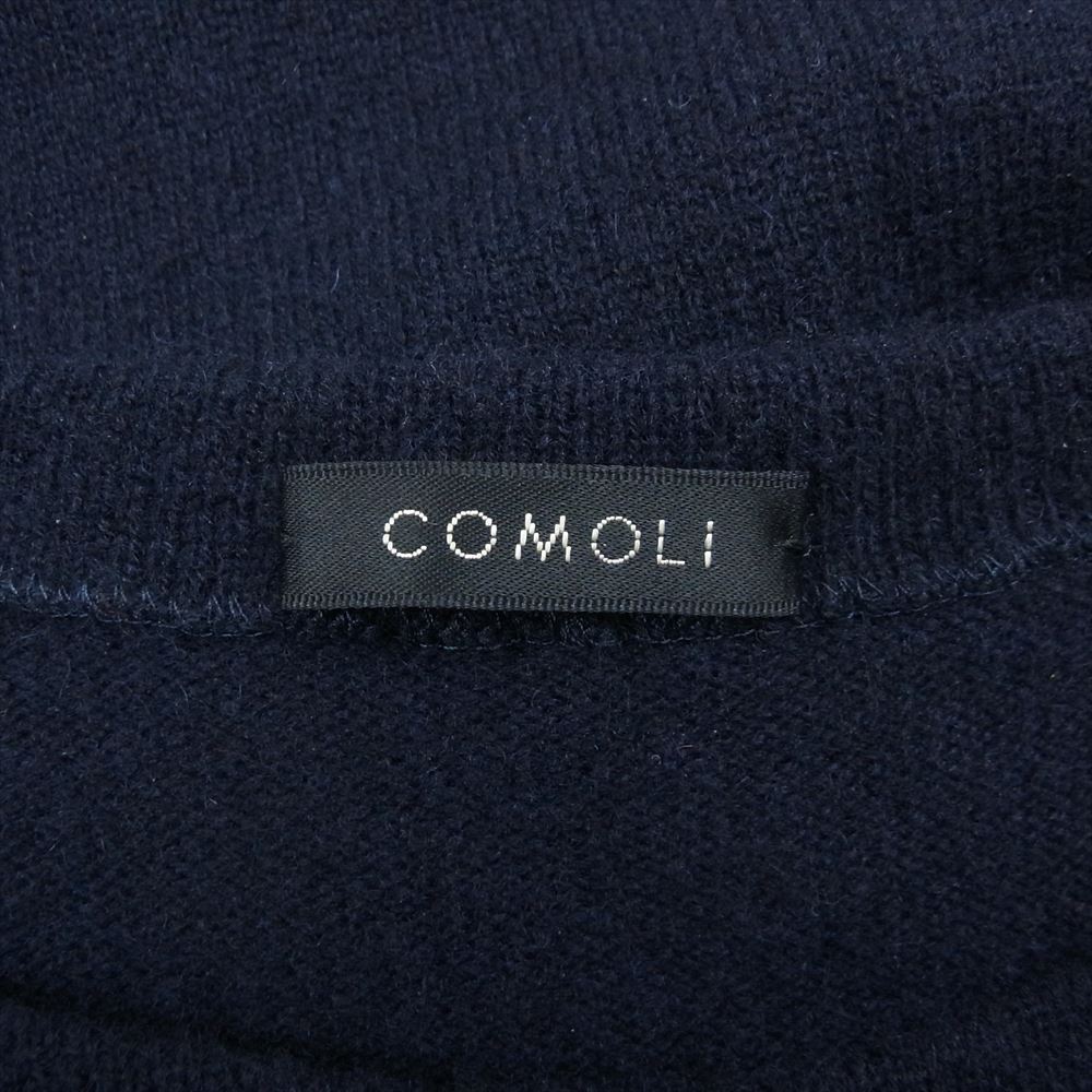 COMOLI コモリ 21AW U03-06005 カシミア100％  コモリニット ハイゲージ ボートネック カシミヤ ニット ネイビー系【中古】