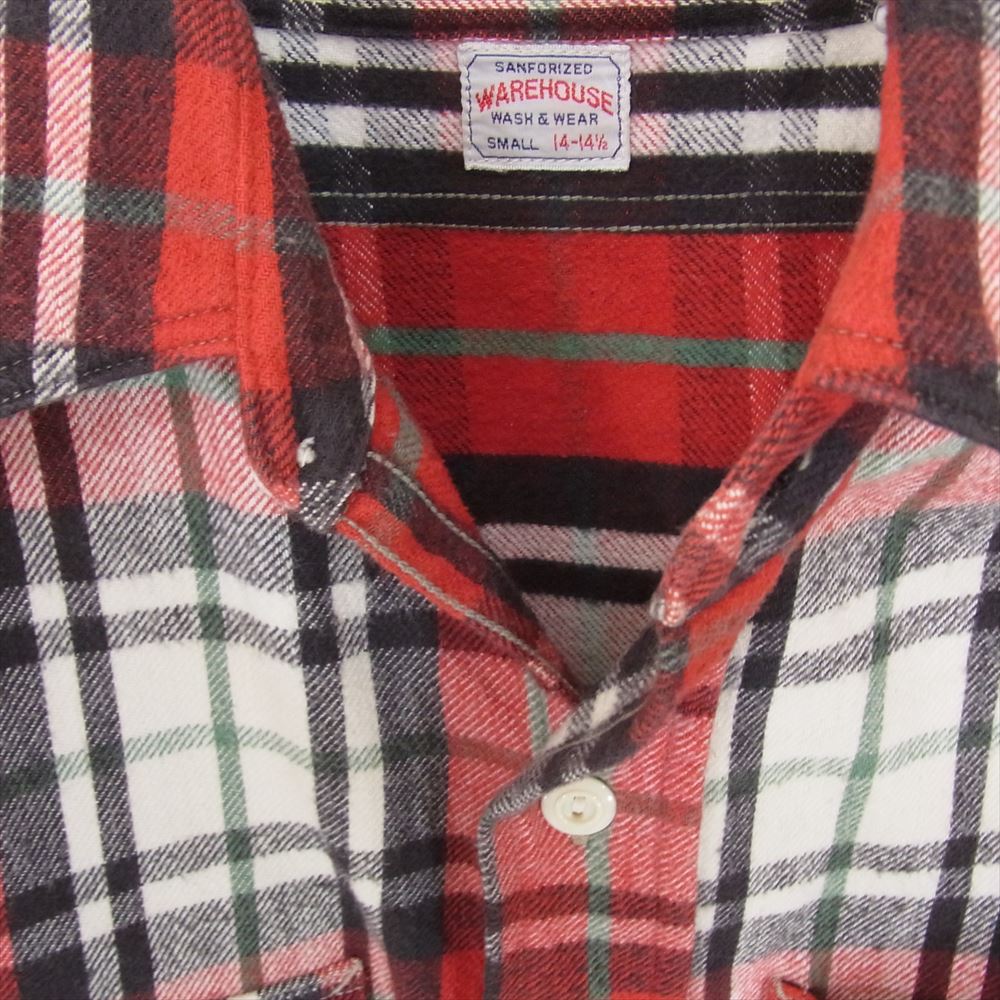 WAREHOUSE ウエアハウス チェック 長袖 ネルシャツ レッド系 S【中古】