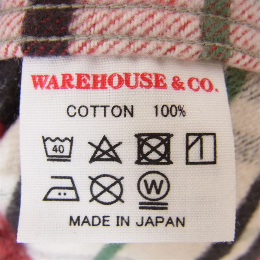 WAREHOUSE ウエアハウス チェック 長袖 ネルシャツ レッド系 S【中古】