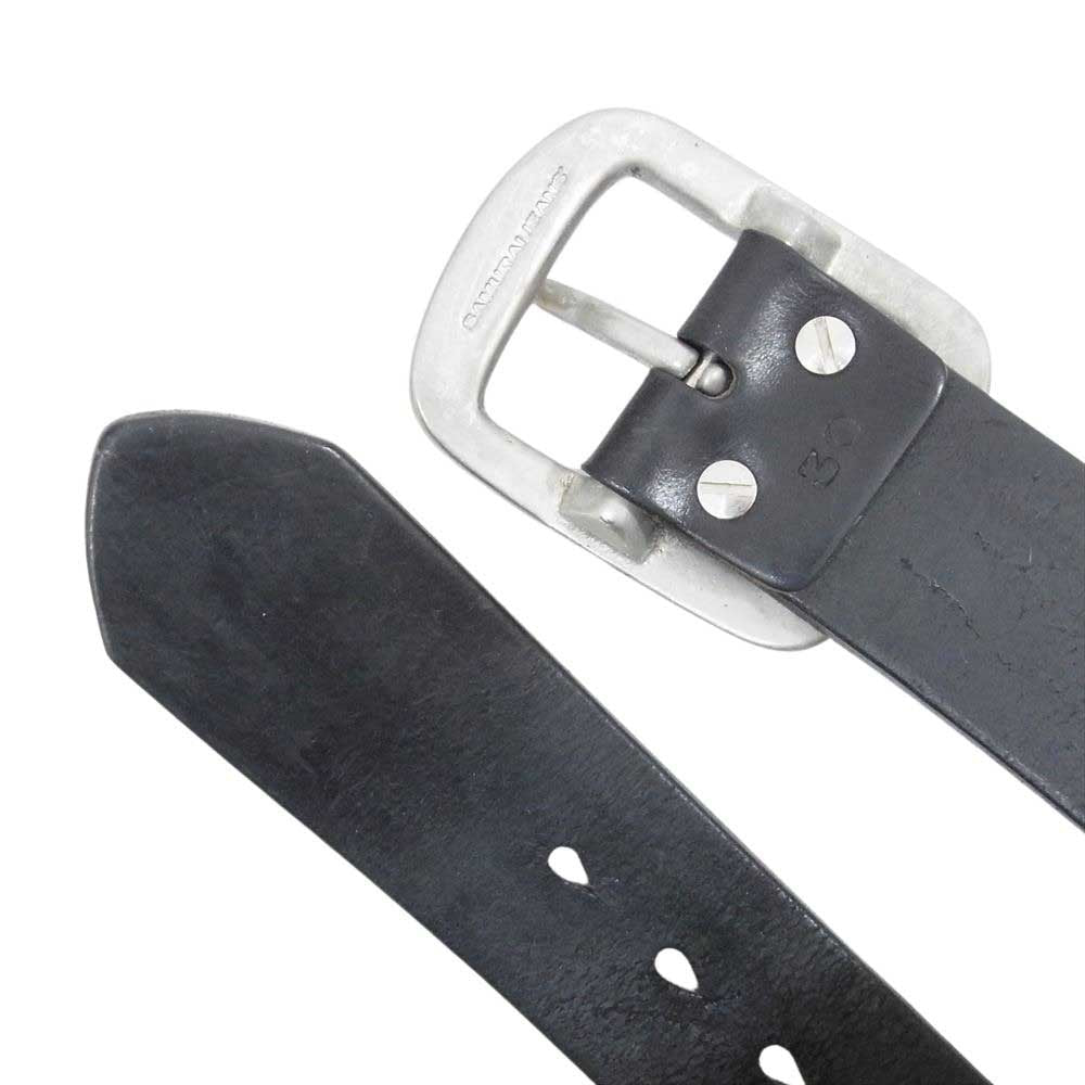 サムライジーンズ ビッグバックル レザー ベルト ブラック系 30【中古】