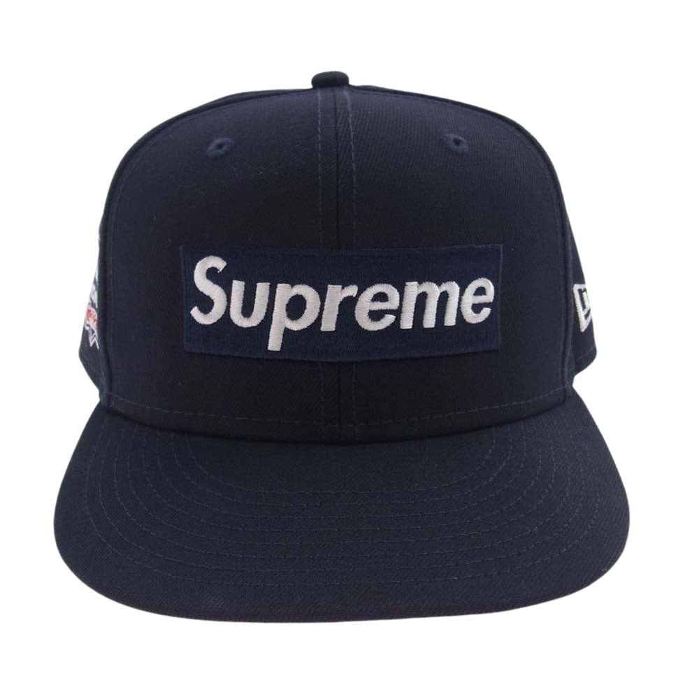 Supreme シュプリーム 21AW × New Era No Comp Box Logo ニューエラ キャップ ノー コンプ ボックスロゴ キャップ ネイビー系 58.7cm【極上美品】【中古】