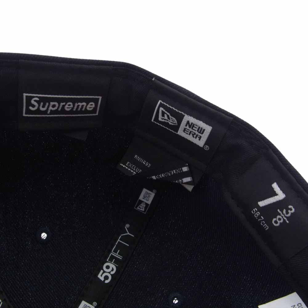 Supreme シュプリーム 21AW × New Era No Comp Box Logo ニューエラ キャップ ノー コンプ ボックスロゴ キャップ ネイビー系 58.7cm【極上美品】【中古】