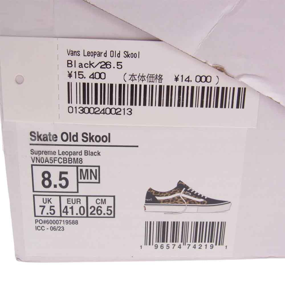 Supreme シュプリーム 23AW × Vans Leopard Old Skool バンズ レオパード オールドスクール スニーカー ブラック系 26.5cm【美品】【中古】