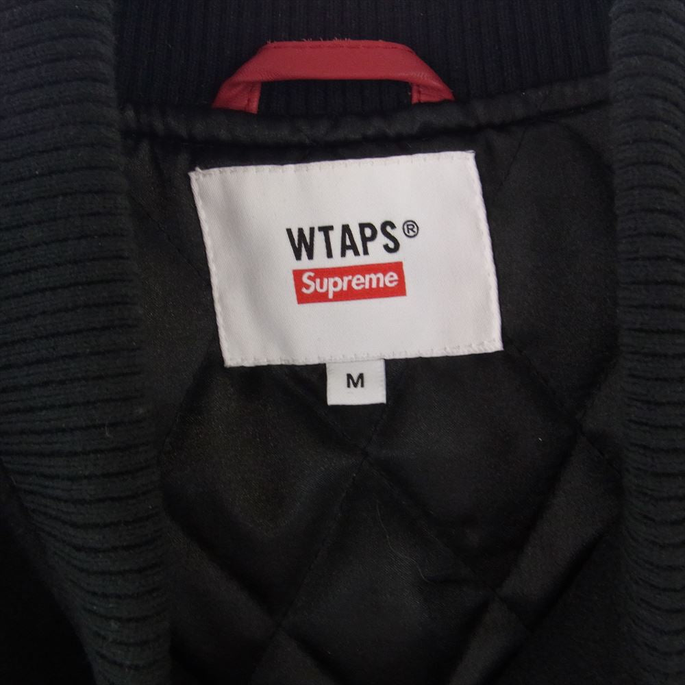 Supreme シュプリーム 21AW × WTAPS Varsity Jacket WHITE ダブルタップス バーシティ ジャケット ブラック系 レッド系 M【中古】