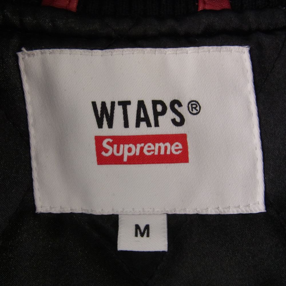 Supreme シュプリーム 21AW × WTAPS Varsity Jacket WHITE ダブルタップス バーシティ ジャケット ブラック系 レッド系 M【中古】