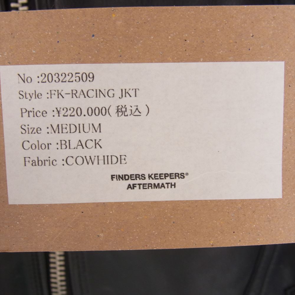 ファインダーズキーパーズ  FK-RACINGJKT カウハイド レザー ライダース レーシングジャケット ブラック系 M【新古品】【未使用】【中古】
